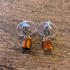 Elegant Natural Tanzania Tangerine Kyanite and Natural White Zircon Earrings